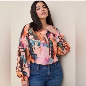 Torrid Multicolor Abstract Blouse